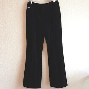 St. John Collection NEW Black Cotton Velvet Creased Bootcut Pants 10